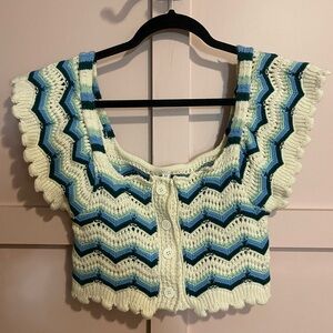 Chevron Knit Cropped Cardigan